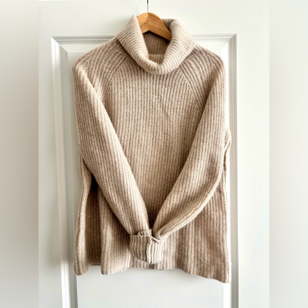 Cashmere Turtleneck Ribbed Sweater XL - Picture 6 of 8